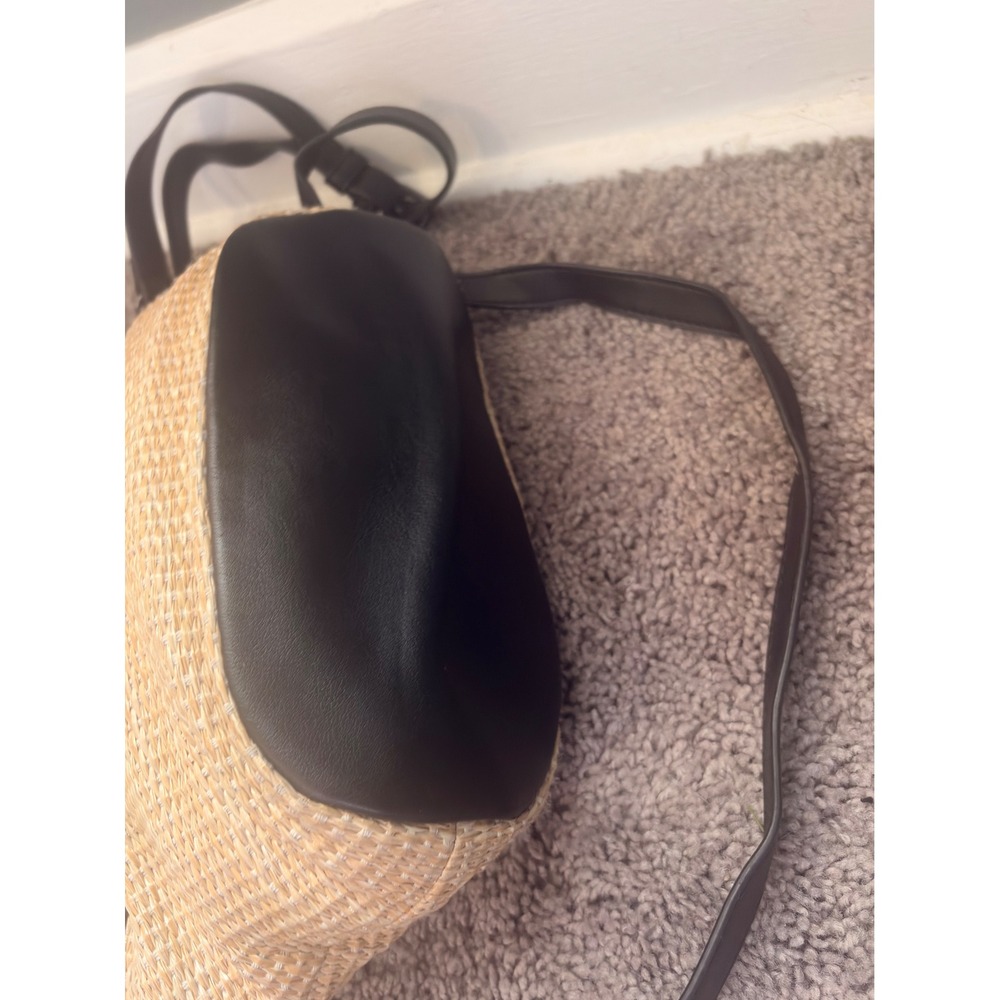 Simply Vera Wang Straw &Faux Leather Top Handle Crossbody Bag Black Woven Summer - Picture 4 of 7